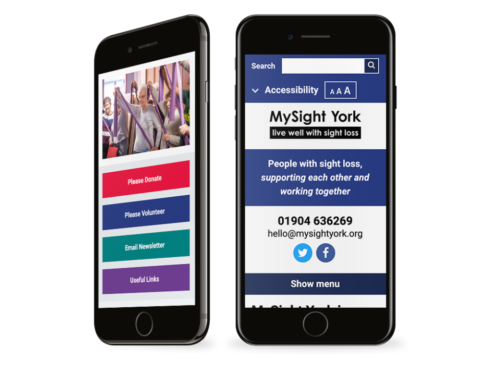 An example of a charity website on visualised on a mobile