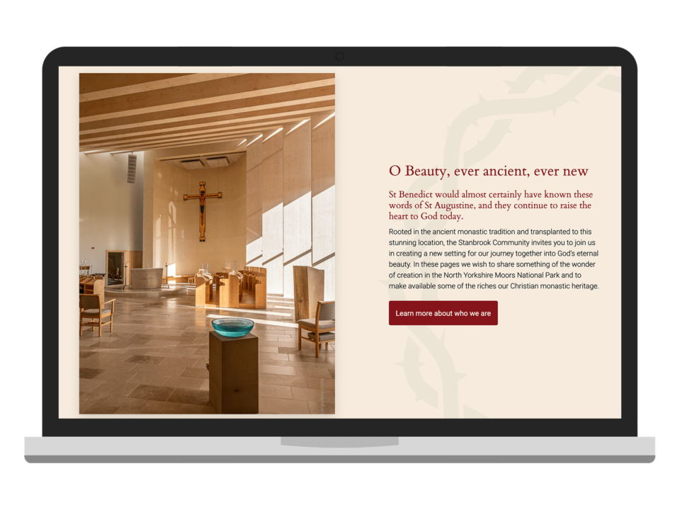 An example of high end religious design visualised on a desktop device